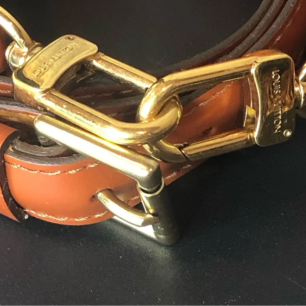 LOUIS VUITTON Adjustable Brown Kenyan Fawn Leather Strap with Gold Hardware